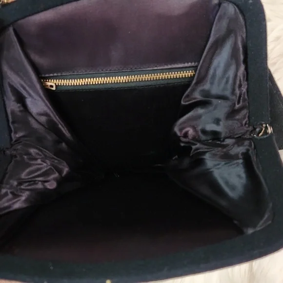 Vintage Black Wool Handbag - Picture 3 of 4